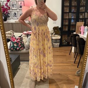 Floral Yellow and Purple Maxi Dress